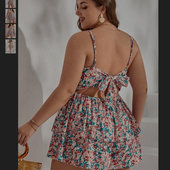 Floral Print Ruffle Romper - Picture 2 of 7